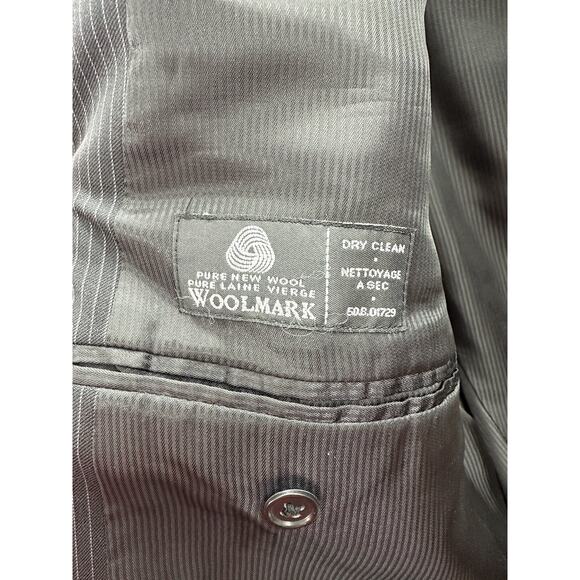 Apt. 9 Mens Suit Coat Size 38R Black Pinstripe Three Button Up Single Breasted - Picture 10 of 15